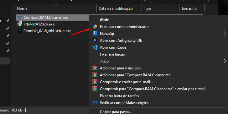 Running Compact RAM Cleaner on Windows